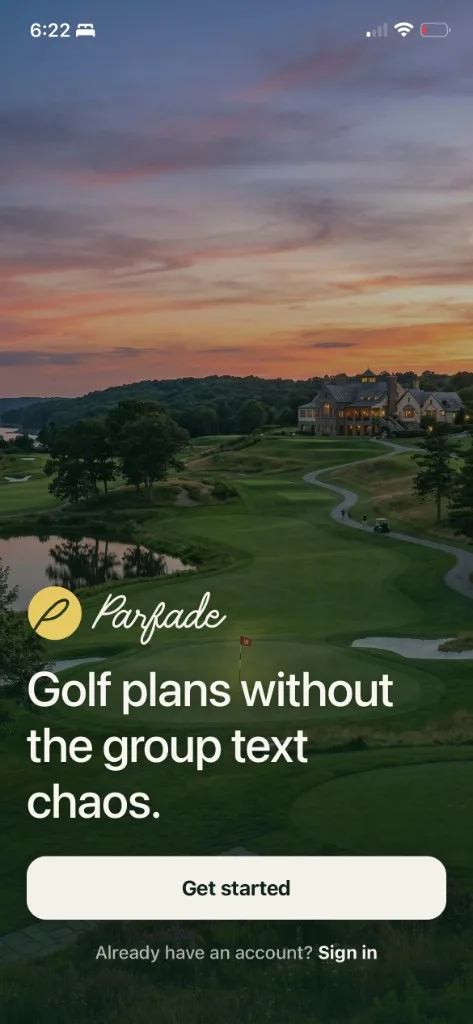 Parfade splash — Golf plans without the group text chaos